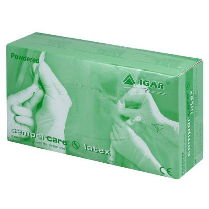 Фото Перчатки медицинские латексные смотровые нестерильные припудреные торговой марки Igar размер XS ( 5-6 ) №100